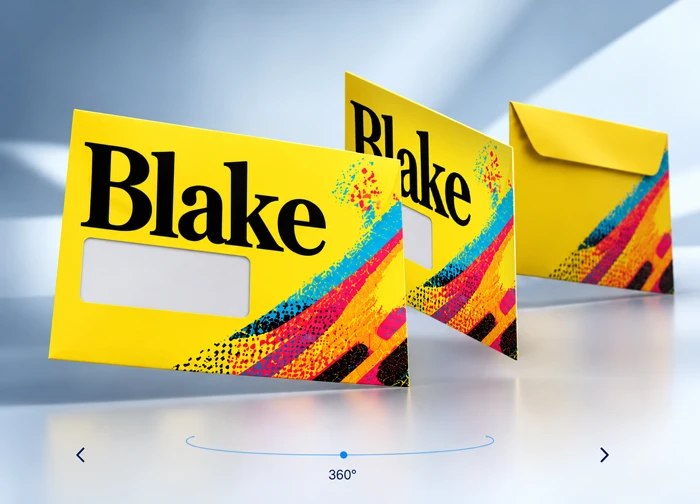 Web-to-print envelopes interface in rotation motion