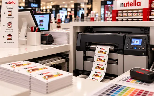 In-store print production for personalised Nutella products