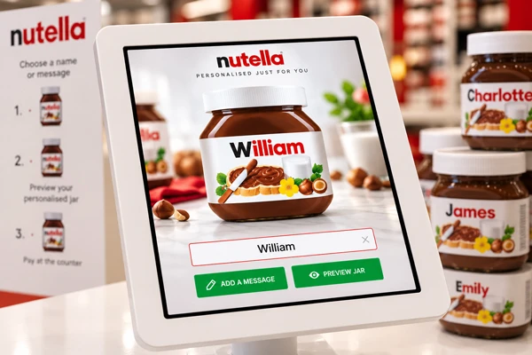 Customer-facing Nutella personalisation experience on a tablet